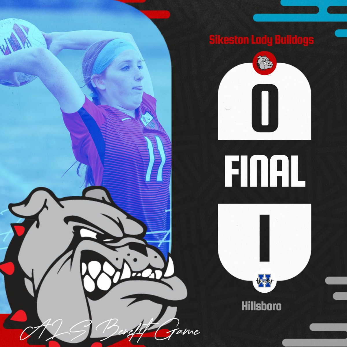 The Sikeston Lady Bulldogs lost last night to Hillsboro 0-1 in the first overtime. In addition the ladies efforts, we are proud of our Sikeston Soccer Family for their fundraising efforts for he ALS match. The total raised will be early next week.