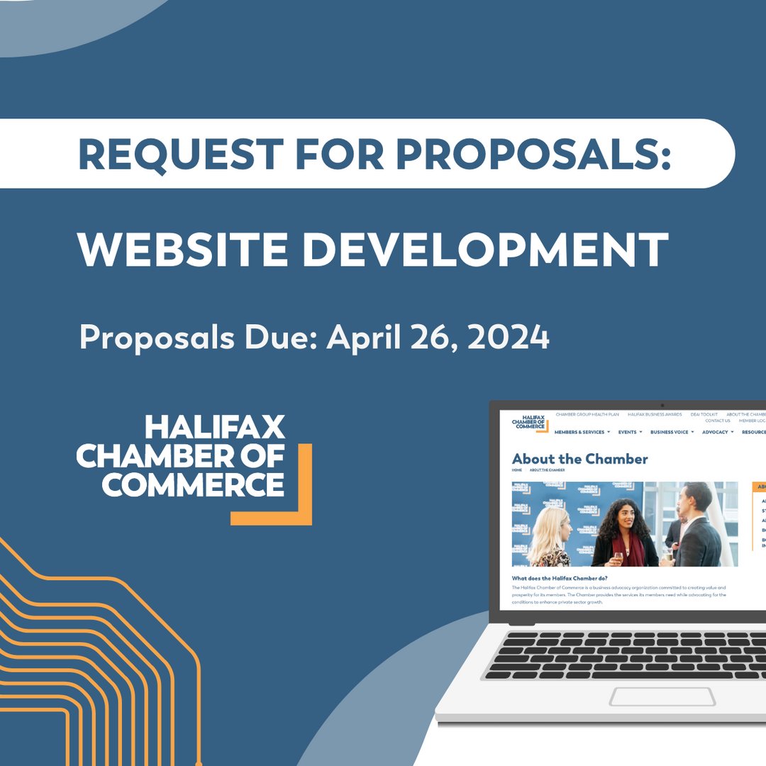 Submit today by 5:00PM! ✅ Do you work in web design? The Halifax Chamber of Commerce is looking for proposals for a new website! Learn more at: halifaxchamber.com/rfp-website