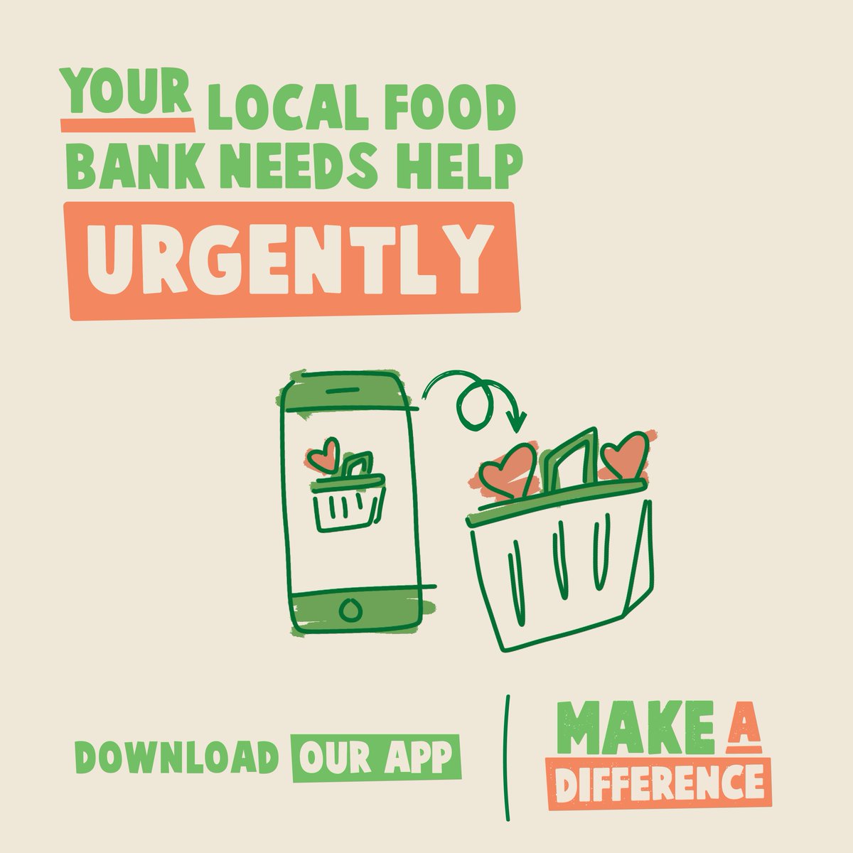 📢Your local food bank needs help! 🙌Please download the free BanktheFood app. 👩‍💻Its innovative tech means that your local food bank can communicate its needs in real-time so you'll know what's needed, exactly when it's needed. 🤝Together we can make a difference. #BanktheFood