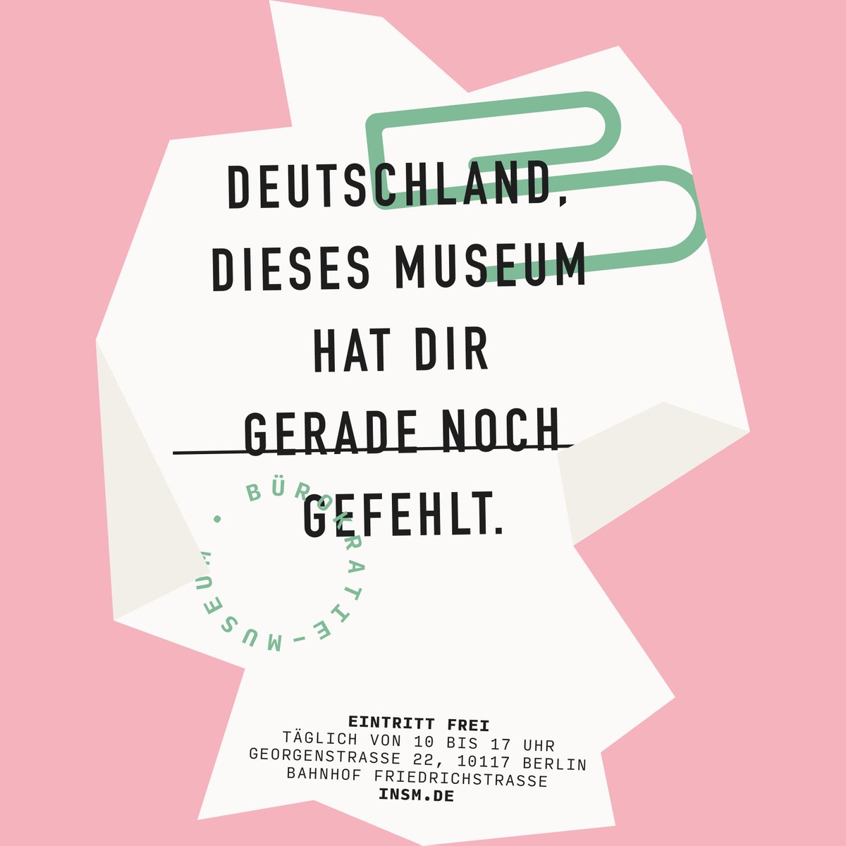 Bürokratie kostet Zeit, Nerven und eine Menge Geld. Nicht im #Bürokratiemuseum. Hier erleben Sie #Bürokratie kostenfrei von einer ganz anderen Seite. Und wer weiß, vielleicht gewinnen Sie mit etwas Glück ein Stück Ihrer Zeit zurück! insm.de/buerokratiemus…