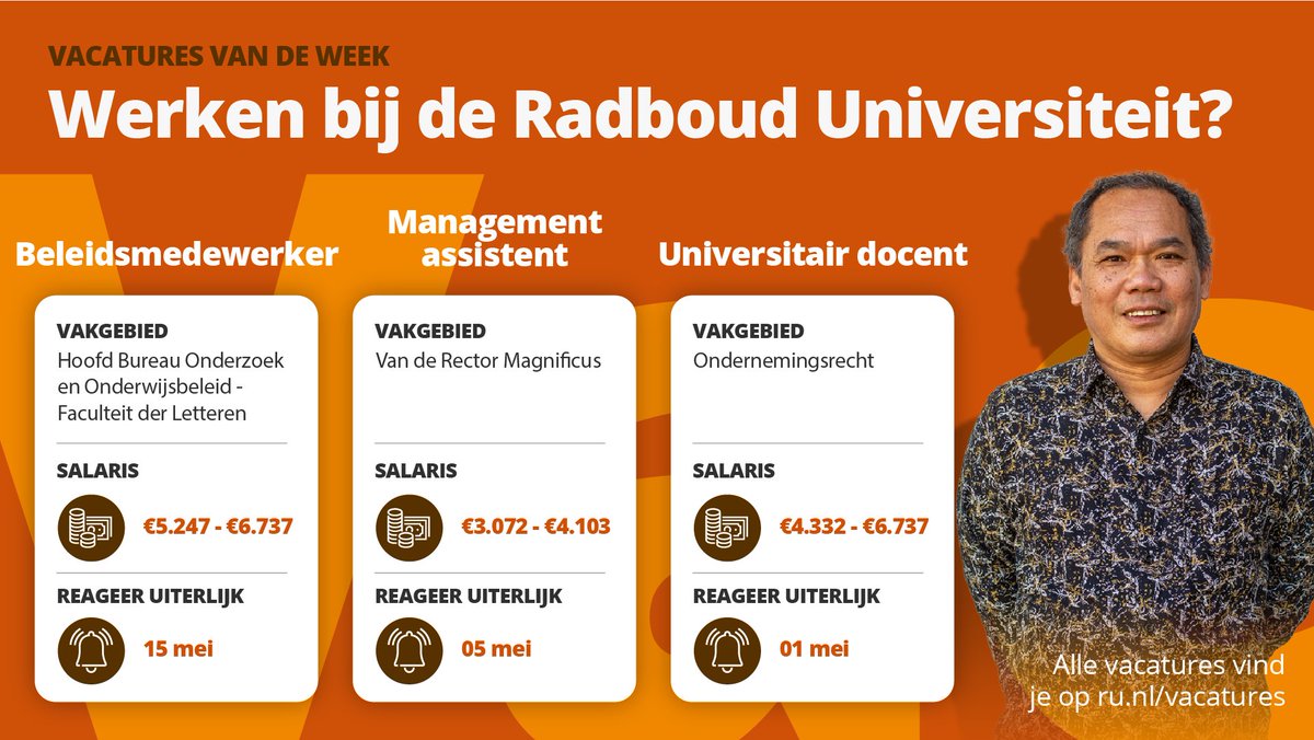 Grootse kansen liggen in het verschiet! Ontdek de nieuwste #vacatures van deze week en zet de eerste stap naar jouw carrière bij de Radboud Universiteit. Waar wacht je nog op? ru.nl/werken-bij/vac…