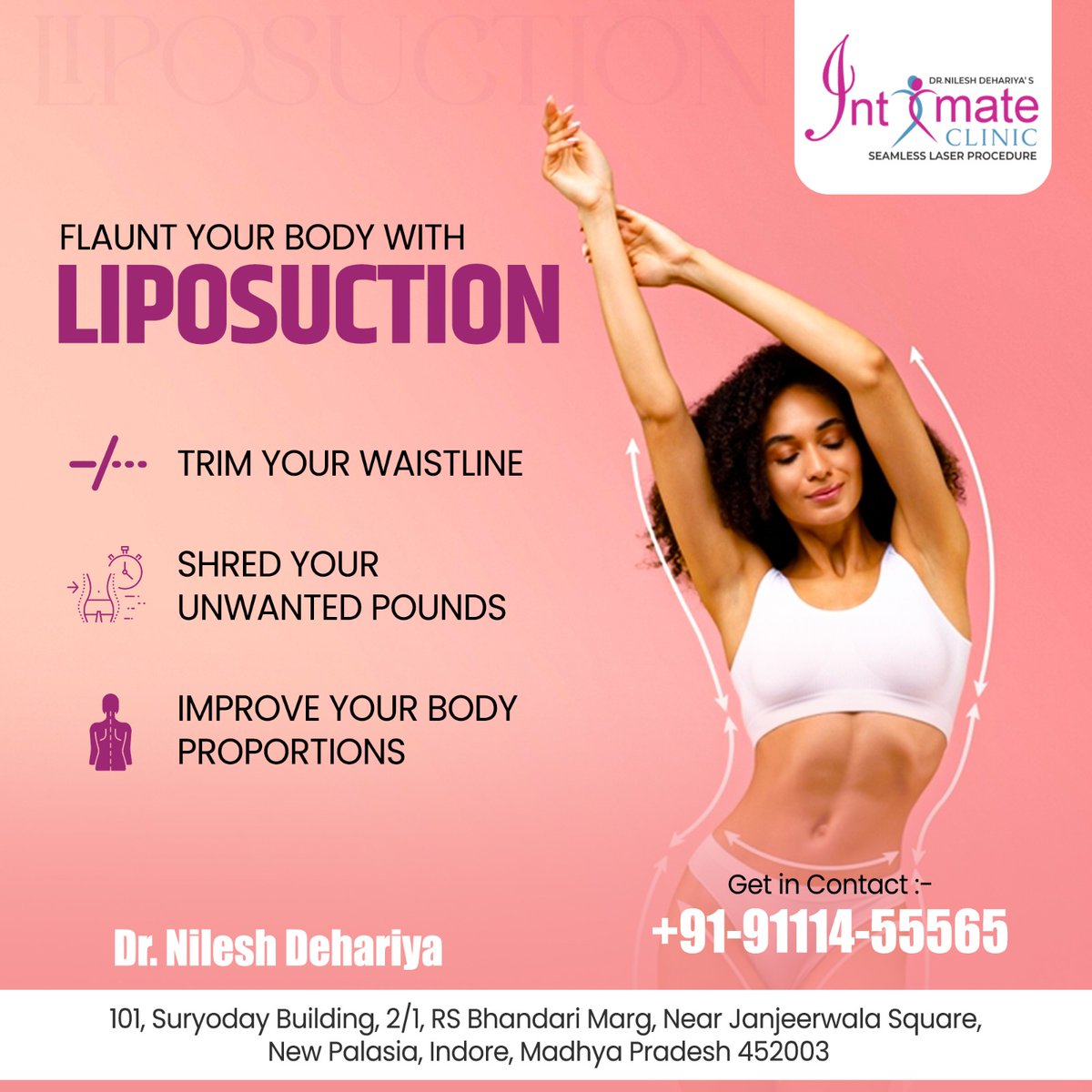 Ready to flaunt your body? Liposuction can help you achieve the shape you desire by targeting stubborn fat pockets. 
,
,
visit: intimateclinic.in/liposuction-tr…

#liposuction #bodysculpting #bodycontouring #fatremoval #bodytransformation #plasticsurgery #bodyconfidence #fatreduction