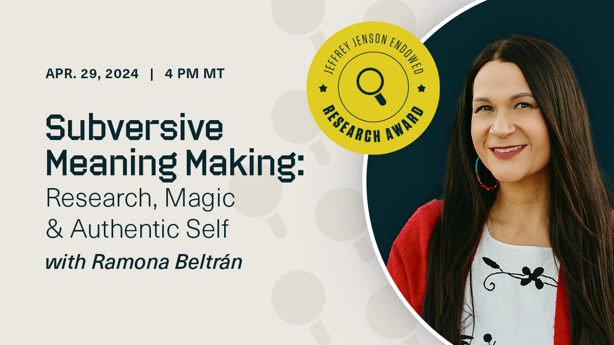 Join us next Monday for Subversive Meaning Making: Research, Magic & Authentic Self. Assoc Prof Ramona Beltrán will lead us through her journey through the obstacles & triumphs of designing & implementing #community-centered #SocialWork #research. socialwork.du.edu/events#jeffrey…