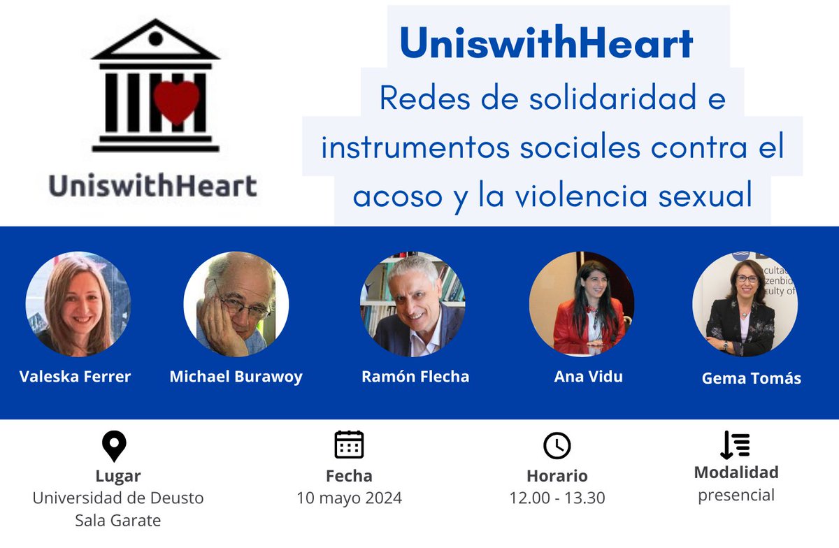 📢 @UniswithHeart: Redes de solidaridad e instrumentos sociales contra el acoso y la violencia sexual agenda.deusto.es/es/uniswithear…
