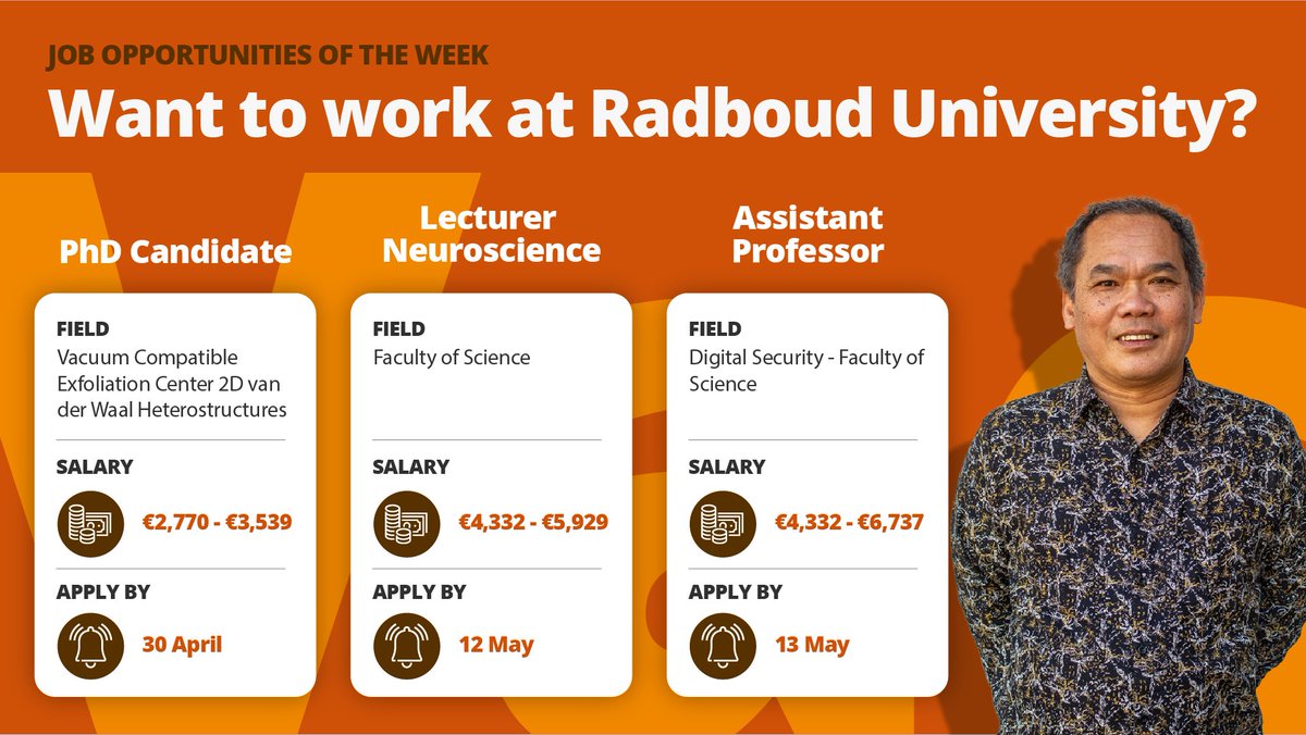 Exciting opportunities await! Discover the newest vacancies of this week and take the first step in your career at Radboud University. What are you waiting for? Take a quick look at these and many more #vacancies at ru.nl/en/working-at/…