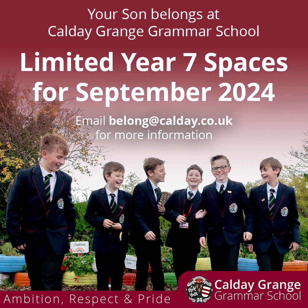 🎓Your Son belongs at Calday Grange Grammar School! Spaces for Year 7 are limited and filling up fast! If your son passed the 11+, ensure he has the opportunity to thrive by joining the Calday Grange Grammar School community. Email belong@calday.co.uk for more info