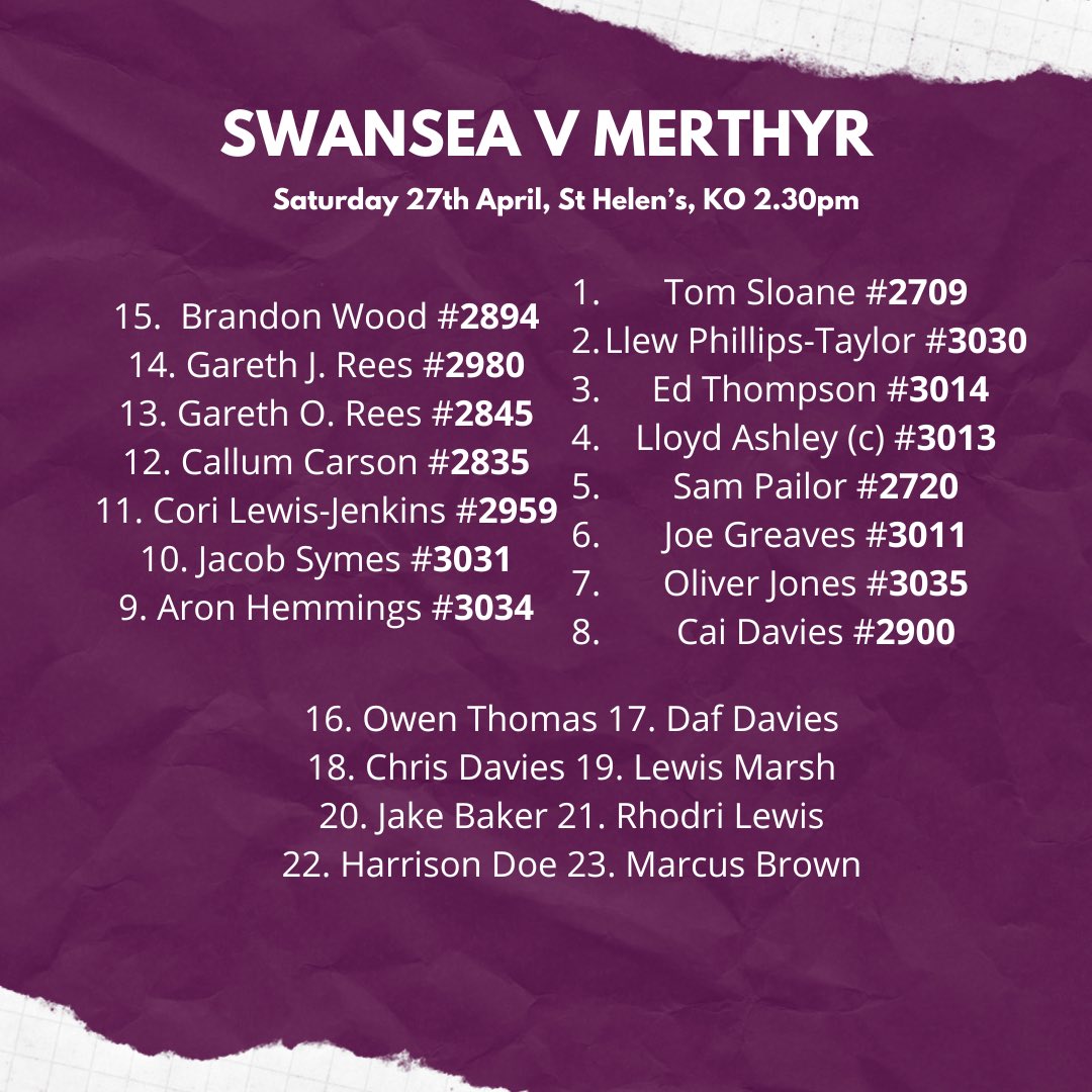 TEAM NEWS | Our penultimate game of the season and your team is HERE! 🏠@callumcarson99 is home! 🧢@lloydashley91 leads once again Join us for our final game at St Helen’s! 📍St Helen’s ⏰KO 2.30pm ↘️ swansearfc.co.uk