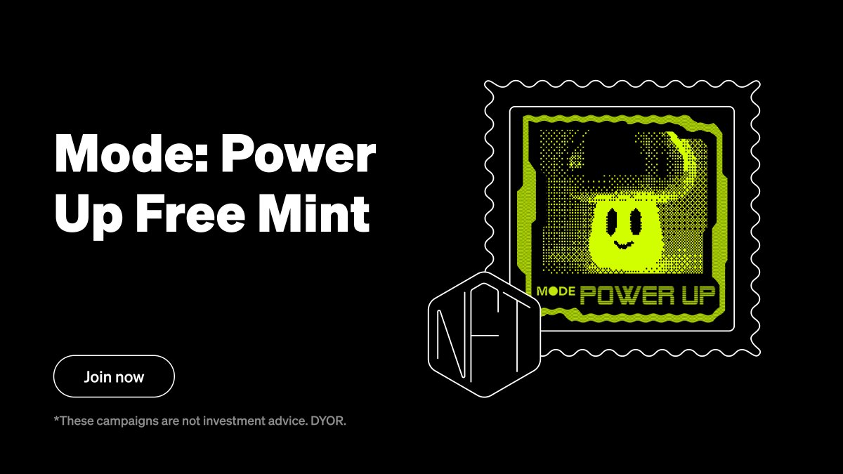 🪂 Hey frens, want a boost on your @modenetwork airdrop? ✨ Mint the OKX x Mode: Power Up NFT for free to get a booster for the airdrop! 💡 Make sure your Wallet has a small amount of MODE_ETH to be able to mint! Mint now 🔽 bit.ly/3UjMaK7