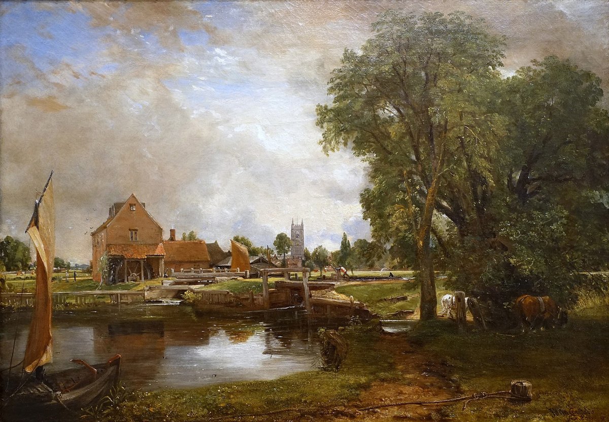 Dedham Lock and Mill by John Constable RA 1820
Oil on Canvas 
(Currier Museum of Art, Manchester, New Hampshire, USA)