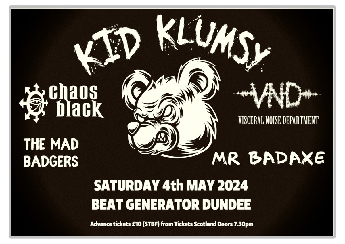 KID KLUMSY Coming to @BeatGenLive , Dundee 4th May Tickets here 🎟️t-s.co/kidk1