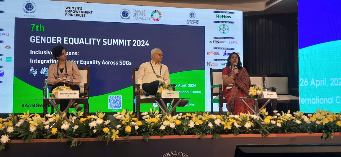 At #GES2024 third plenary discussion on “Equality In Action: Charting #Gender-Responsive Strategies On Climate Change” moderated by Ratnesh ED @GCNIndia & expert panelists included @chaitanyakanur1 @WRIIndia, Juhi Gupta @tetrapak offered invaluable insights! #Act4GenderImpact