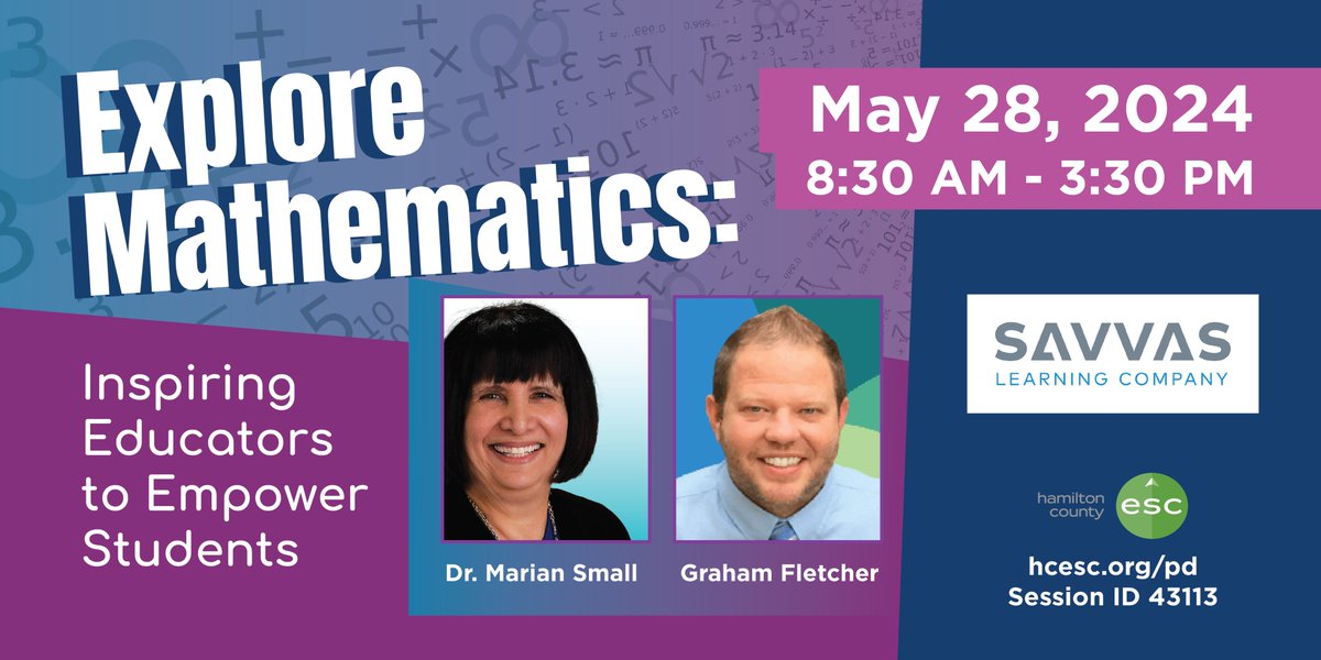 Look who is coming to @HamiltonCoESC We are so excited to be hosting a day of exploring different math tasks as well as Keynote sessions from @gfletchy and @MarianSmall Register to join us for just $25 with lunch and breakfast included escweb.net/oh_hcesc/catal…