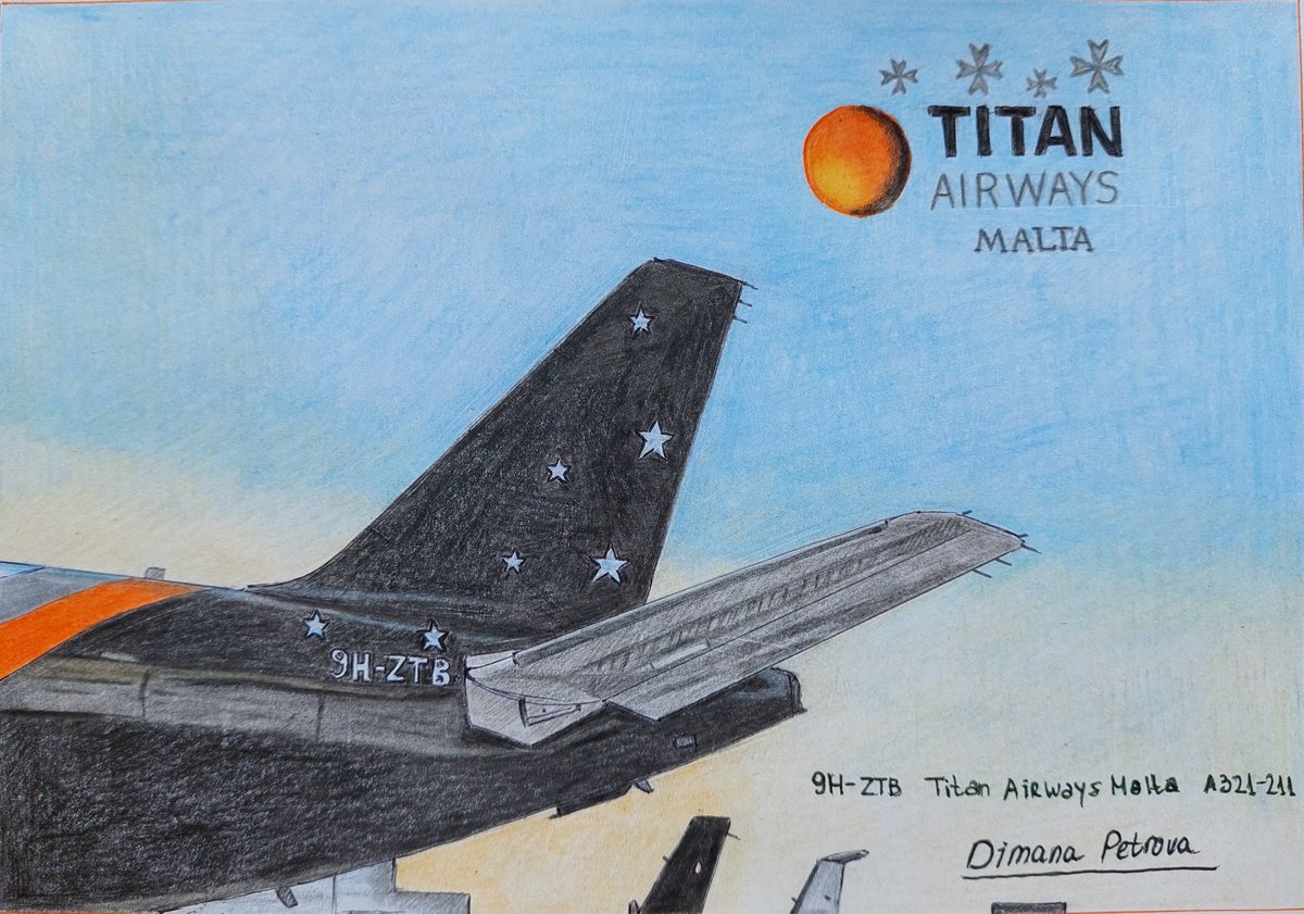 My drawing of the tail of Airbus A321-211 cargo 9H-ZTB operated by @TitanAirways Malta 🇲🇹✈️ Sizes: 14.80/21.00sm Photographer: @SRTechnics 📸 @MaltaAvOutlook #TitanAirways #TitanAirwaysMalta #SRTechnics #drawing #A321 #cargo #freighter #planes #cargoplane #cargoaircraft #art