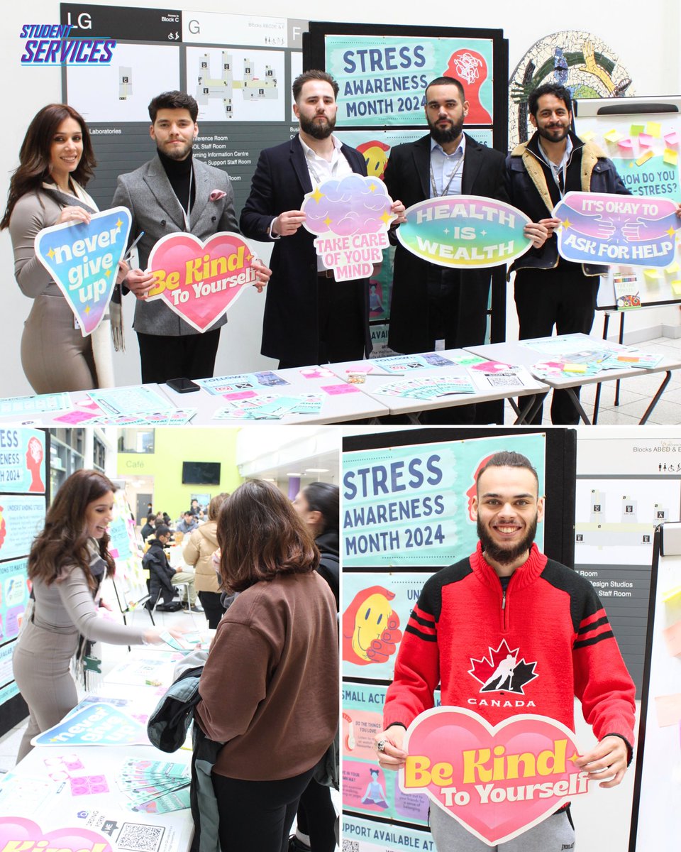 As part of #StressAwarenessMonth, students and staff have been spreading positivity at college! 💚

Barnet campus stalls gave students the chance to share their tips for de-stressing.💡

For wellbeing support, visit:
👉 bit.ly/MentalHealthSu…

@barnetsouthgate #BeKindToYourMind