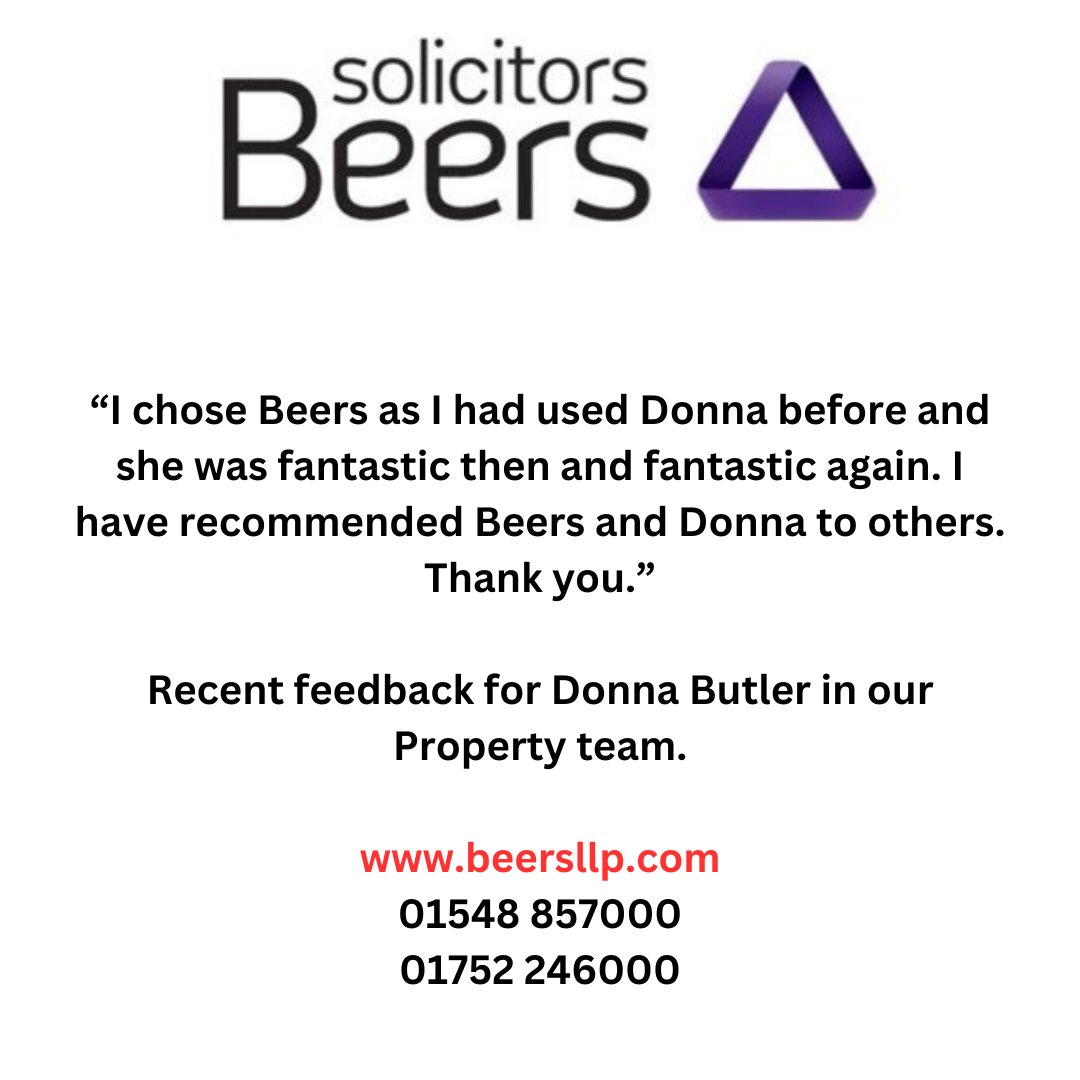We have specialist teams in many practice areas including employment, property, private client, dispute resolution, company and commercial, personal injury, family and matrimonial.

At Beers LLP we aim to build lasting relationships.

#FeedbackFriday #Kingsbridge #Plymouth