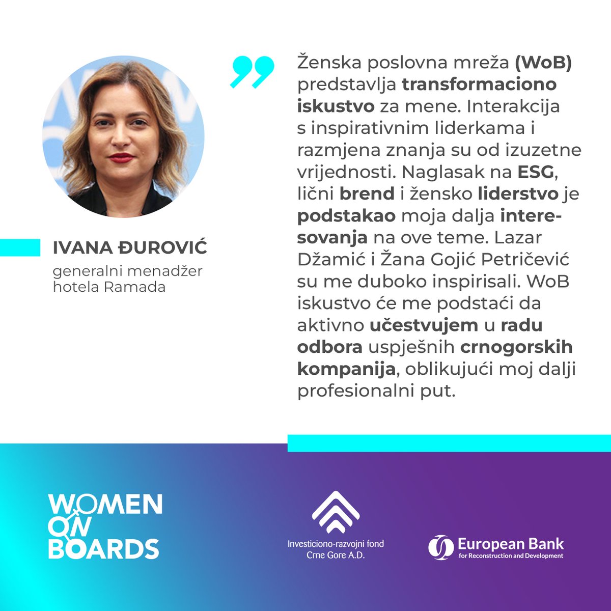 🎯#WomenOnBoardsMNE 💪⚡️👩 #MarijaJankovic #IvanaDjurovic #RadmilaIvanovic

#economicgrowth #montenegro #diversityandinclusion #Womenonboards #StvarajmoZajednoBoljeSjutra
.
.
.
🟦#IRF⬜️