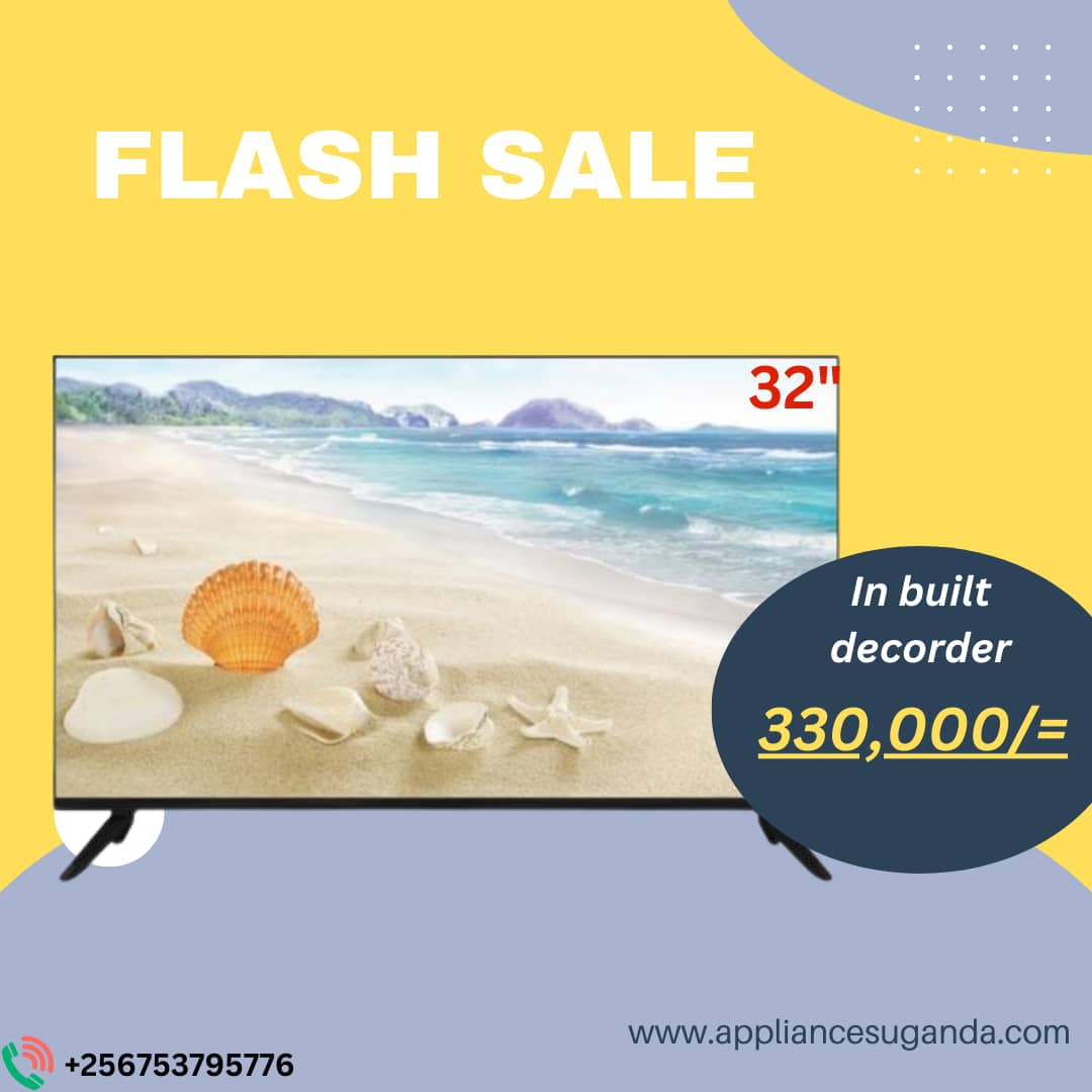 Kickstart your weekend with a brand new TV! This 32-inch TV with an inbuilt decoder is a steal at 330k on appliancesuganda.com! #AppliancesUg