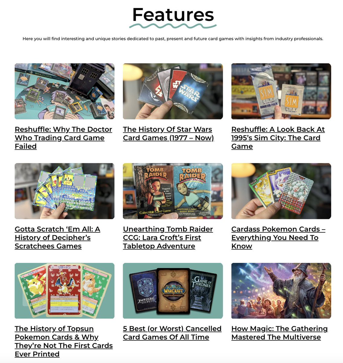 Our features section is filling up fast with incredible stories about trading and collectible card games. 🃏 Take a look for yourself, months of work has gone into this category, alongside collaborations with a number of talented journalists in the industry. 💻
