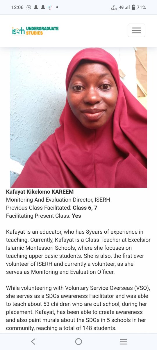 On Sat 20 April, our Scholars had a class on MENTAL WELLBEING AND RESILIENCE facilitated by Kafayat Kareem, @iserhnigeria M & E Officer Was this lecture transformative? Did our Scholars learn new things? Let's read from them as they share the lessons learnt