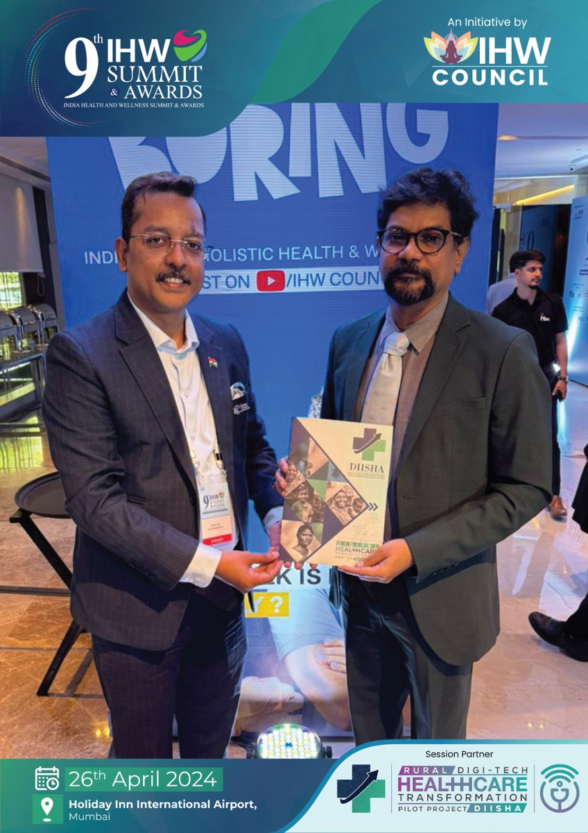 Our Project Director, Abhijeet Sinha, is at Holiday Inn Mumbai International Airport for the '9th #IHWSummit and Awards,' organized by the IHW Council with DIISHA as the Session Partner.

#IHW2024 #OneHealthApproach #HealthcareInnovation
