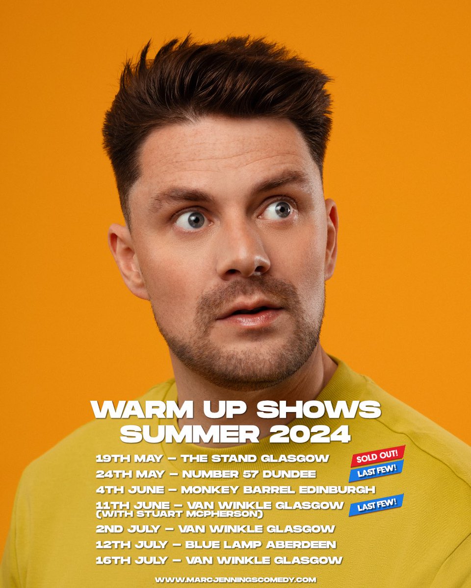 🏴󠁧󠁢󠁳󠁣󠁴󠁿☀️ Scottish Summer Sessions! 🎫 Tickets on sale for my warm-up shows in Glasgow, Edinburgh, Aberdeen & Dundee prior to the Fringe! 🔗 On sale now via my linktree