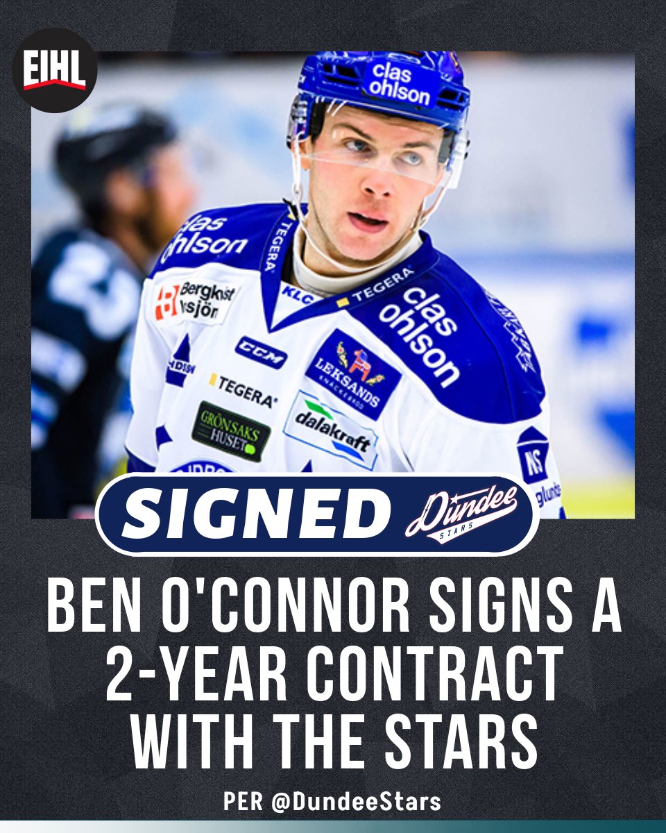 𝗦𝗜𝗚𝗡𝗘𝗗! ✍️

The @DundeeStars have announced the signing of 35 year old defender Ben O’Connor on a 2-year contract

In the 23/24 season for the Flames, O’Connor played in 52 games where he had 8 goals, 27 assists and 35 points!