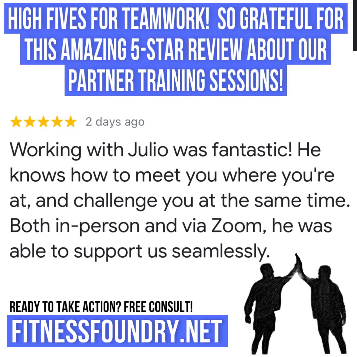 📣Huge thanks for the amazing 5⭐️ review from my online fitness clients about their partner training experience! 💪🏾They crushed their body-sculpting goals through a mix of outdoor small group workouts and personalized online training sessions! 📲As part of the Fitness Foundry…
