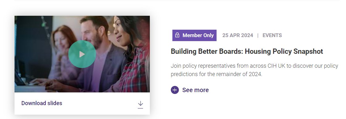 If you're a @CIHhousing member and missed our UK policy snapshot webinar yesterday for the 'Building Better Boards' series you can catch up on it at cih.org/recordings #ukhousing #socialhousing