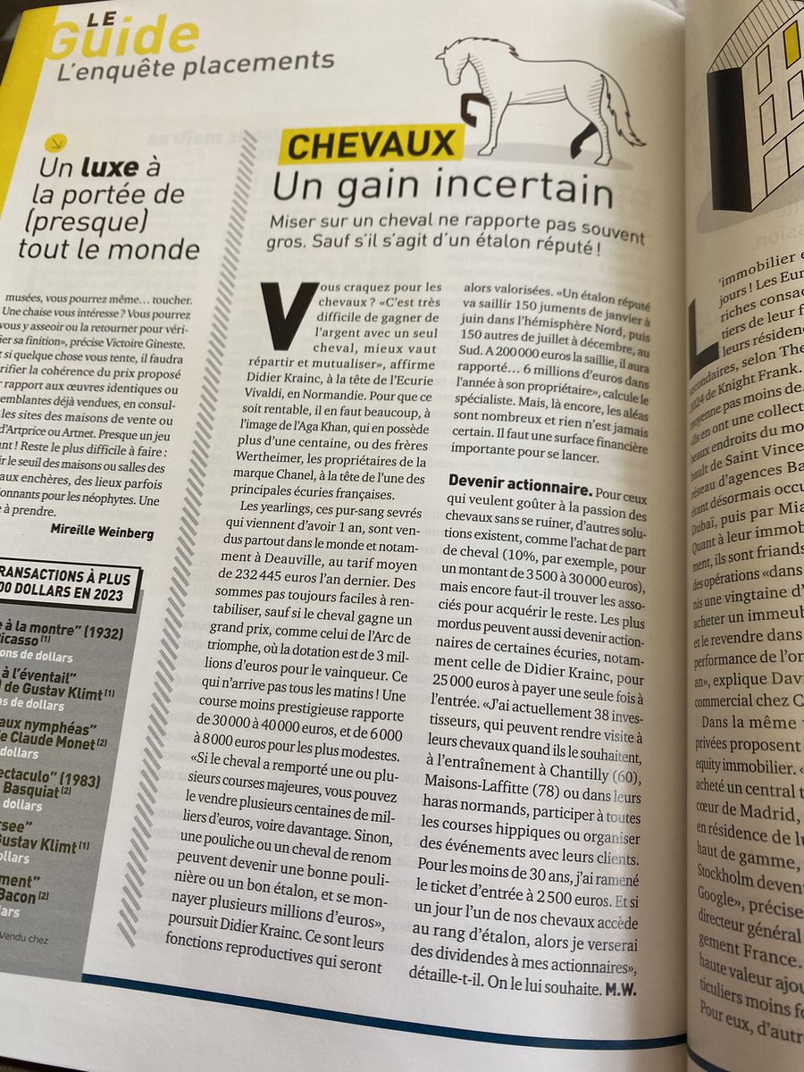 Dans le premier numéro de la nouvelle formule du @MagazineCapital, un dossier amusant page 102 « Investir comme les ultrariches avec des moyens limités » dans lequel on parle de nous et de @DidierK1