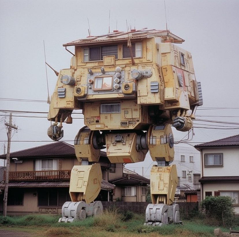 #架空昭和史 
「ロボットハウス」
日本各地で怪獣が頻繁に出現するようになり、一般家庭にも防衛手段を、ということで政府と企業の共同で開発されたのが汎用人型決戦住宅、通称“ロボットハウス”であった。ロボットハウスの実戦配備により、怪獣の早期撃退を実現し、街への被害は最小限に抑えられた。