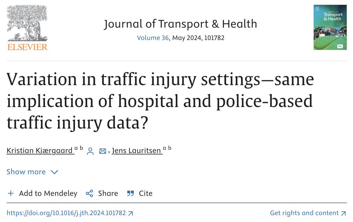 A hidden challenge to improving road safety: Shoddy crash data, submitted by police. New study: 'Accuracy and completeness of police-reported severe injuries are low.' Can't fix what we can't measure. doi.org/10.1016/j.jth.…