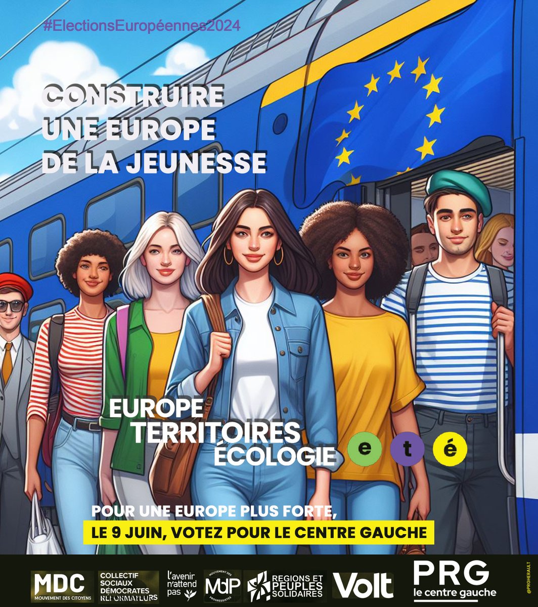 🇪🇺 👉 Construire une #Europe de la #jeunesse avec un #passrail européen, un trimestre scolaire obligatoire en Europe, et généraliser l' #Erasmus des filières pros.
👉 le 9 juin, je vote la liste @ETE_2024 menée par @Lacroix_PRG 🟡🟢🟣
#ÉlectionsEuropéennes2024 @PartiRadicalG