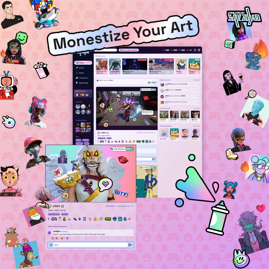 Soulbound_TV's tweet image. We are onboarding artists to be the first registered artists to be able to sell their stickers on our Sticker Market Place!

Who do you recommend we get in touch with? 

tag &apos;em👇