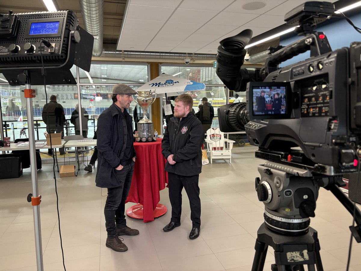 Huge thanks to @terryryan20 for his time to talk about the importance of the #AllanCup! Of course had to ask a little about #Shoresy as well! Thanks to @cable14 for the opportunity and tune into C14 & @CHCHTV for the Allan Cup Final tomorrow at 3:00!