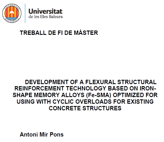 UIB ConStruct (@constructuib) on Twitter photo ¡Enhorabuena <a href="/tonimir_10/">Toni Mir</a> por el premio al mejor TFM del Máster de Ingeniería Industrial, concedido por <a href="/UIBuniversitat/">Universitat de les Illes Balears - UIB</a> y <a href="/coinbale/">C.O.E.I.B.</a>!👏👏🍾. Excelente trabajo en el campo de refuerzo de estructuras con aleaciones con memoria de forma, dentro de un proyecto financiado por <a href="/goib/">Govern de les Illes Balears</a>. ¡Enhorabuena <a href="/tonimir_10/">Toni Mir</a> por el premio al mejor TFM del Máster de Ingeniería Industrial, concedido por <a href="/UIBuniversitat/">Universitat de les Illes Balears - UIB</a> y <a href="/coinbale/">C.O.E.I.B.</a>!👏👏🍾. Excelente trabajo en el campo de refuerzo de estructuras con aleaciones con memoria de forma, dentro de un proyecto financiado por <a href="/goib/">Govern de les Illes Balears</a>.