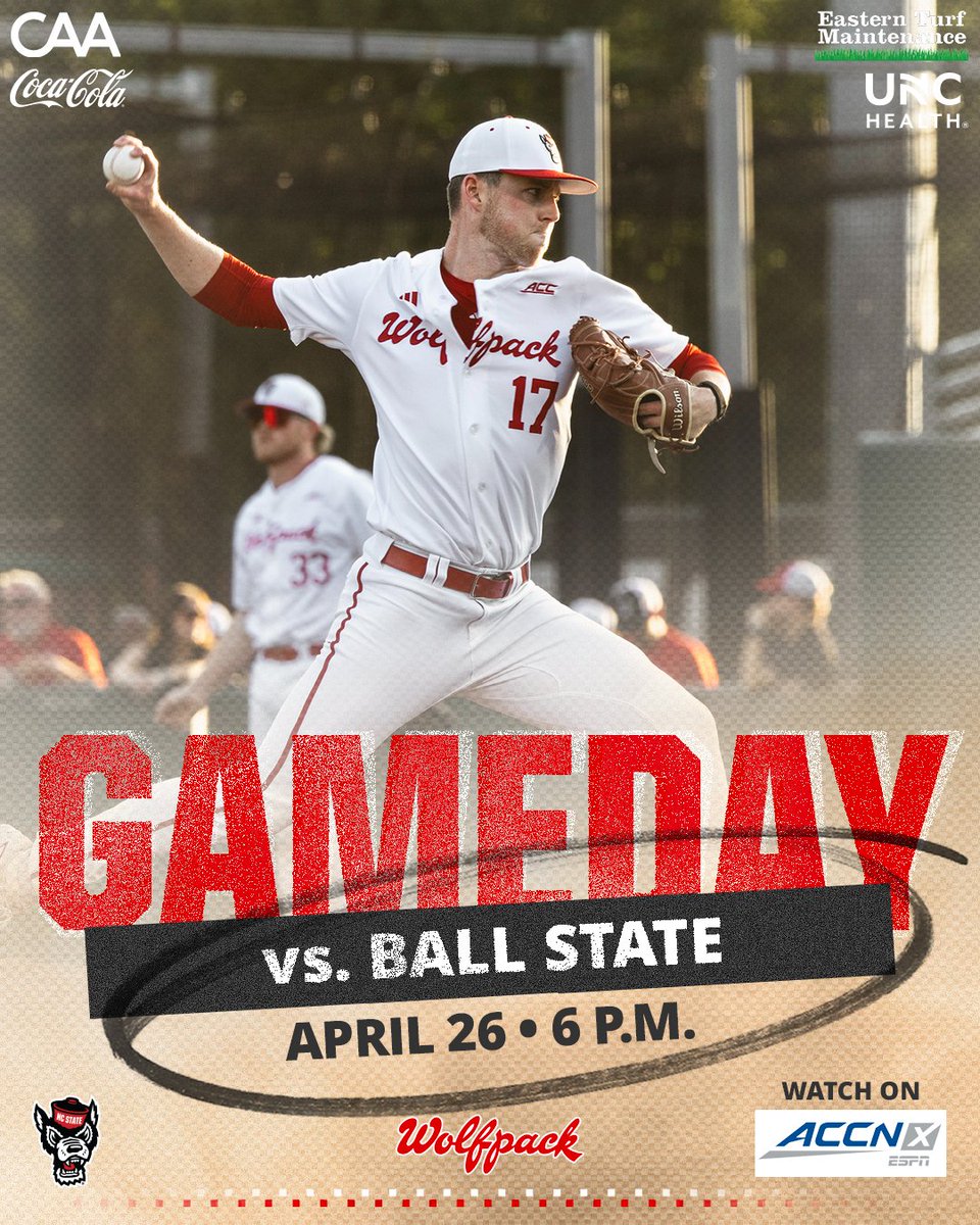 Back home for the first of three against the Cardinals ⚾️ ⏰ 6 p.m. 📍 #TheDoak 🆚 Ball State 📺 bit.ly/Pack9_Watch_39 📻 Tony Haynes on @WKNC881 🎧 bit.ly/VarsityNetwork… 📊 bit.ly/Pack9_LiveStats