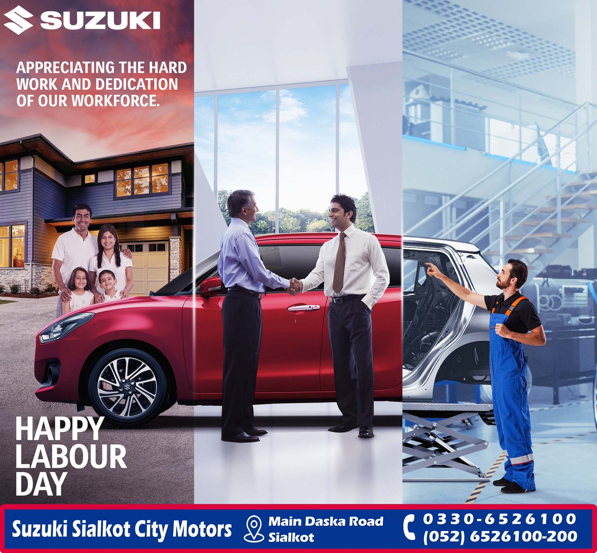 From manufacturing to assembling high quality cars for you all, they put immense hard-work and dedication to bring you the best. Happy Labour Day to all our amazing heroes out there!

#LabourDay #Suzuki #SuzukiSialkotCityMotors #SuzukiPakistan