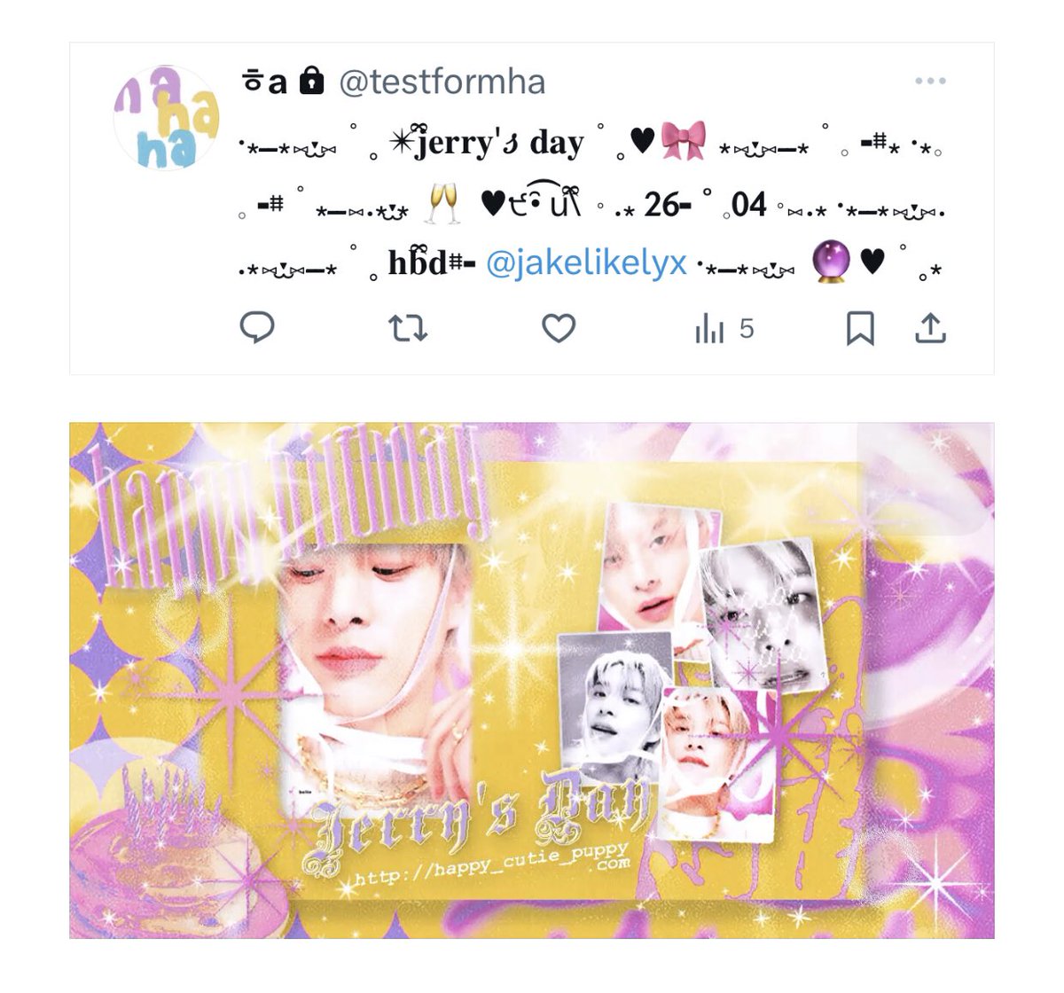 hbd babigirl  🥂🎀🔮⭐️  #นายห้าเด็กมหัศจรรย์  𓈒  ♥︎ ྀི