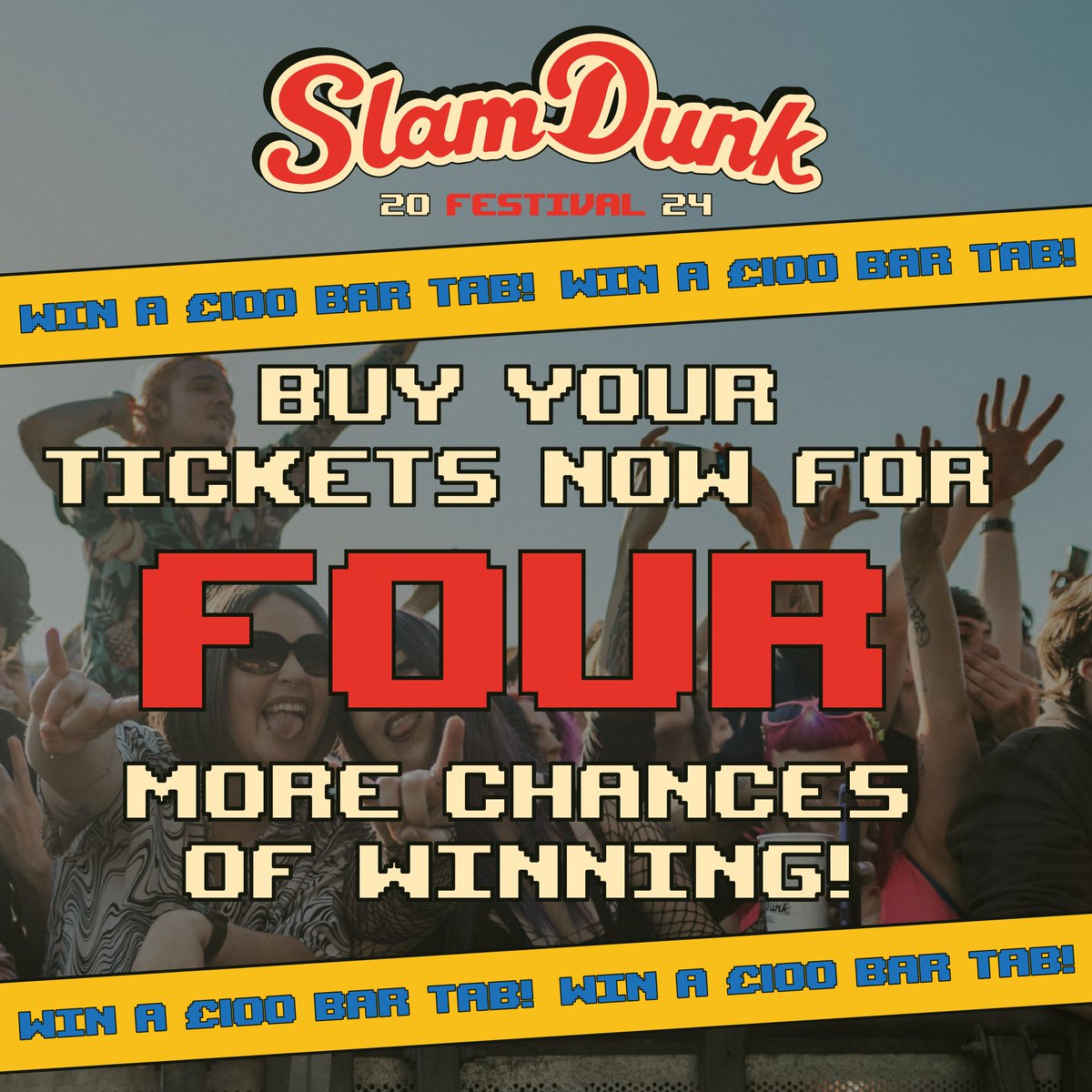 Buy a Slam Dunk ticket and automatically be entered into our draw for a chance to win a £100 bar tab to spend at #SDF24 😎

We're giving away this prize every Friday so with only 4 weeks left to go until we're in those fields, don't delay and book today!

slamdunkfestival.com