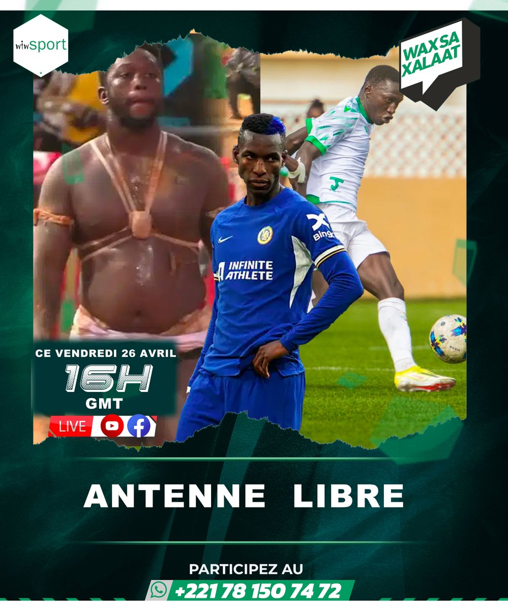 #WakhSaKhalate Antenne libre sur le sport sénégalais ...
🔴 En LIVE
🕕 16h00 Gmt
📞 Appelez sur le +221 781507472
➡️ wiwsport.com
#wiwsport #Senegal #Kebetu #TeamSenegal