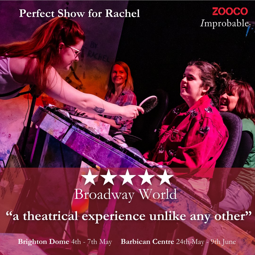 It's less than two weeks until the fabulous perfect show for Rachel comes to Brighton! 4-7 May at Brighton Dome Corn Exchange. We'd love to see you there @WeAreZooCo @brightfest