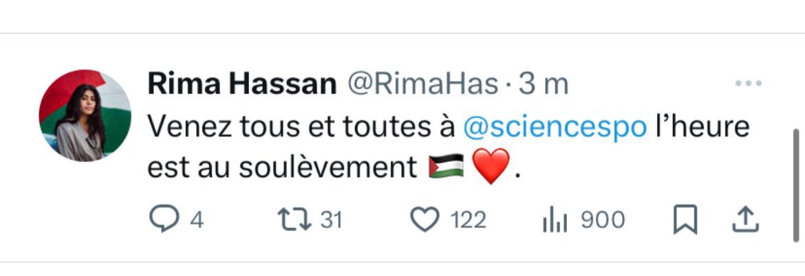 Je rappelle qu’appeler à manifester (dans le cadre prévu par la Loi) est légal en France.

Appeler au soulèvement, tout comme appeler à la violence, aux émeutes, ou la sédition est puni par la Loi.

Ici, la candidate LFI aux élections européennes se place hors du champ légal. La…