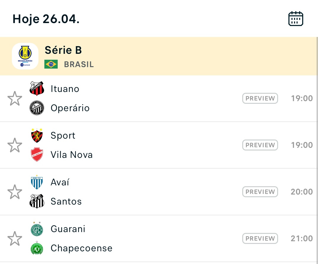 🐓| HOJE TEM SERIE B E ESSE SÃO MEUS PALPITES

ITUANO X OPERÁRIO: EMPATE
SPORT X VILA NOVA: SPORT
AVA X SANTOS : EMPATE 
GUARANI X CHAPE:  EMPATE

DEIXE O PALPITE DE VOCÊS AI TAMBÉM;