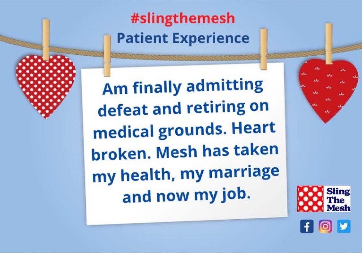 The reality of #mesh complications for way too many women on the support group.