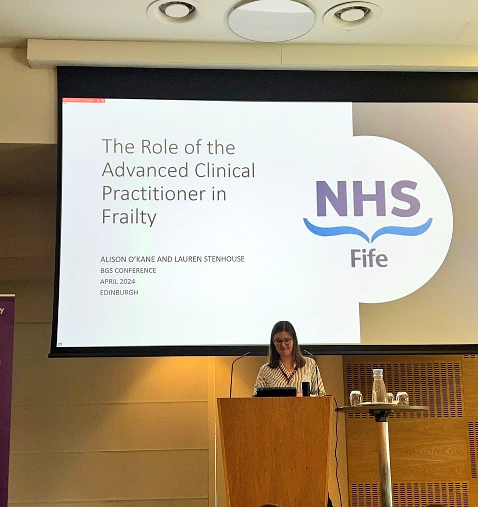 A pleasure to Introduce physiotherapists Alison O'Kane
&amp; Lauren Stenhouse <a href="/lastenhouse/">Lauren stenhouse</a> <a href="/nhsfife/">NHS Fife</a> who highlight the Importance of Advanced Clinical Practitioner's in the Frailty Team 👏🙏💜⭐️⭐️⭐️ #BGSconf <a href="/GeriSoc/">British Geriatrics Society</a>