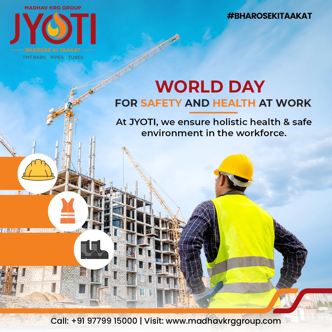 At JYOTI, We ensure holistic health & safe environment in the workforce.  World Day For Safety & Health At Work.  #safetyfirst #Health #CSR #safetyatwork #Employees #BharoseKiTaakat #PipesAndTubes #Pipes #Tubes #JyotiPipesandTubes #Jyoti #JyotiPipes #JyotiTubes