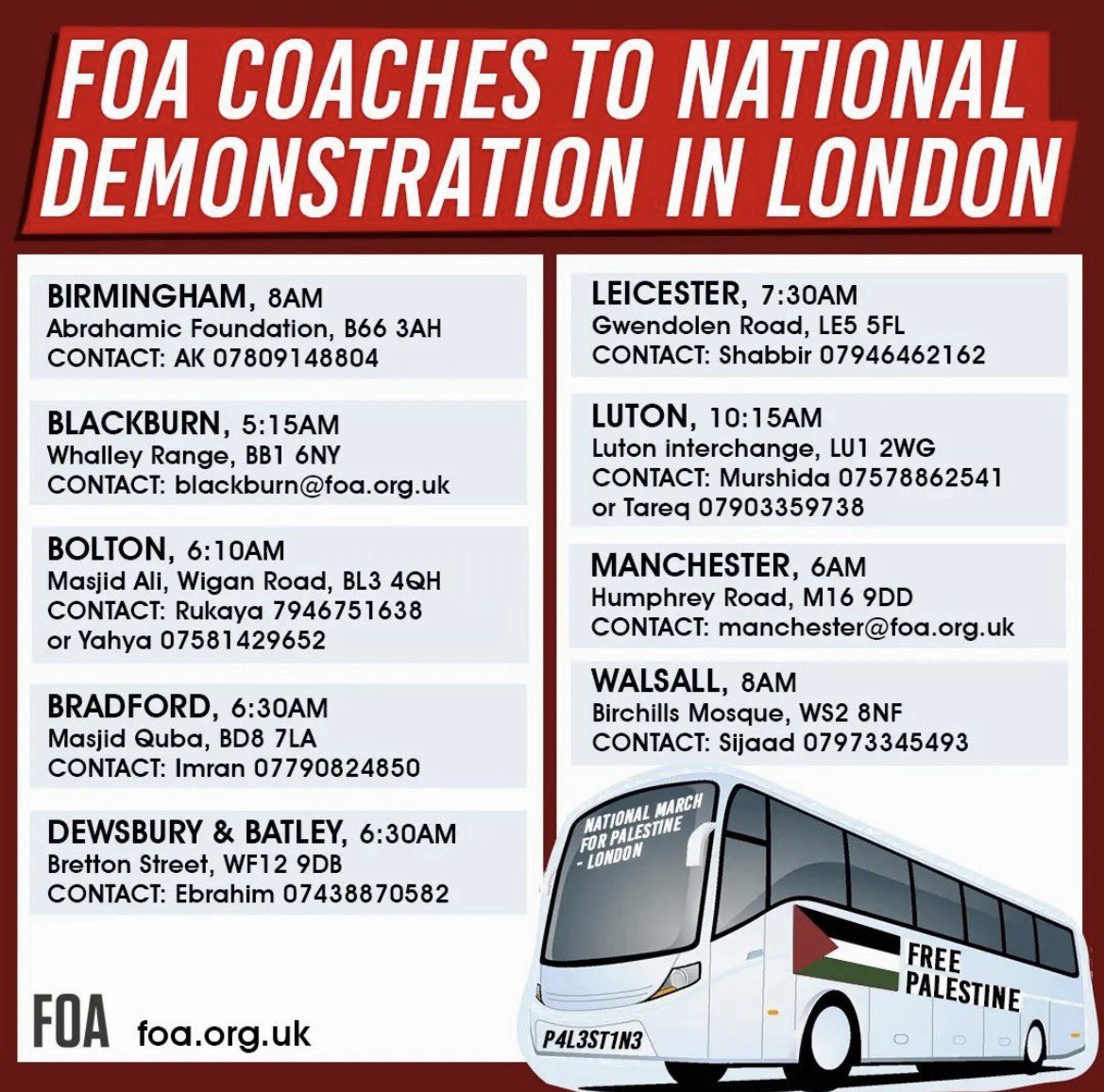🚨NATIONAL DEMONSTRATION🚨
       
📅 Date: Saturday 27th April  
⏰ Time: 12 noon! 
🌐Assemble @ Parliament Square to Hyde Park

For coaches going to the National Demonstration in London on Saturday 27th April, see the second page. If you live in any of these cities and want to…