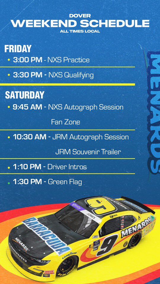 Weekend schedule at the @MonsterMile!