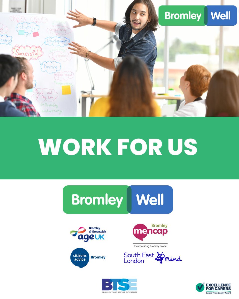 If you're looking for a new job where you can make a real difference to people's lives, take a look 👇 bromleywell.org.uk/about-us/work-… #charityjobs #bromleyjobs #jobalert #Jobs #jobvacancy #charities #vacancies #community #wellbeing #carers