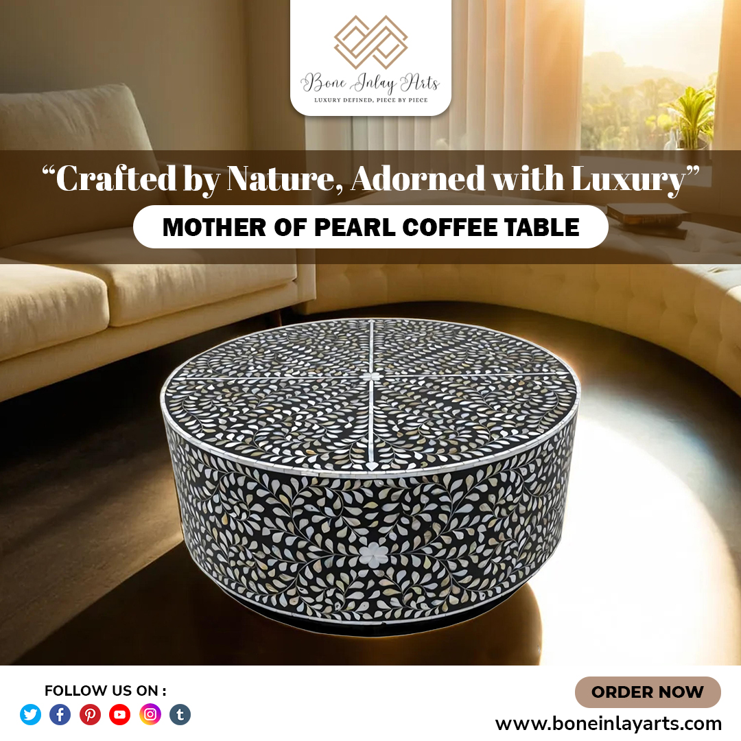 'Crafted by Nature, Adorned with Luxury : Mother of Pearl Coffee Table.'
.
Shop Now - boneinlayarts.com/collections/mo…
.
#boneinlayfurniture #motherofpearlcoffeetable #coffeetable #motherofpearl
#handmadehandicraft #handmade #furnituremaker #usa #homedecor #saudiarbia #boneinlayart
